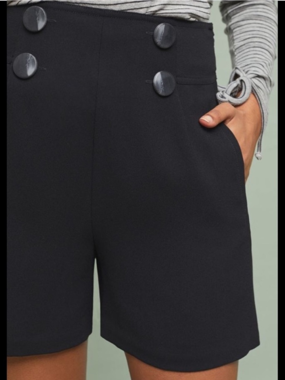 Anthropologie Tailored High-Waist Black Sailor Button Women's Shorts size 4